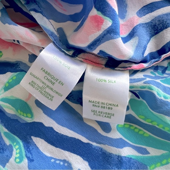 Lilly Pulitzer - Elsa Silk Top - Jet Stream In Multi Jet Stream - Picture 6 of 10